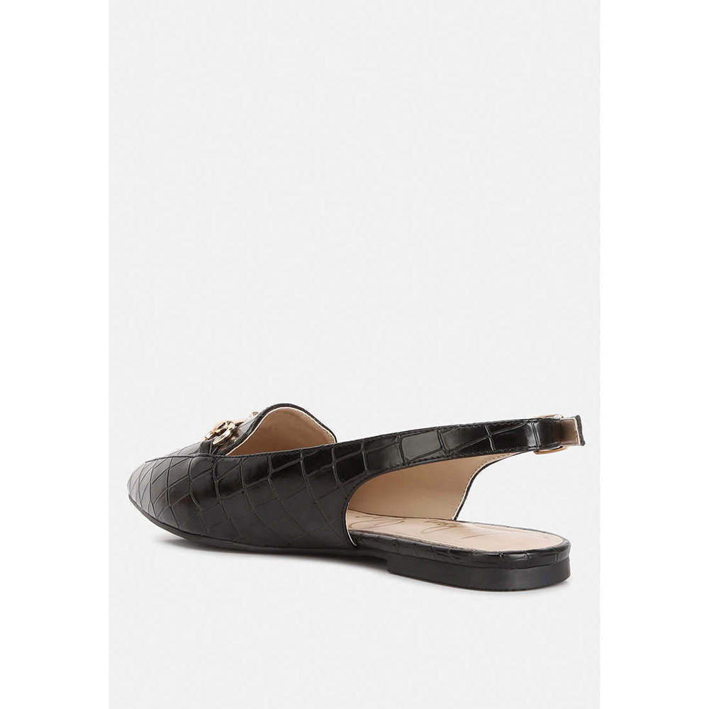 Trempe Croc Slingback Flat Sandals - Picture 3 of 5